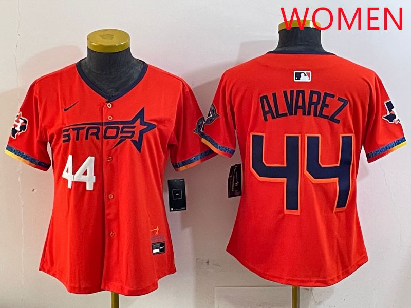 Women Houston Astros #44 Alvarez Orange Fourth generation Joint Name Nike 2025 MLB Jersey style 3